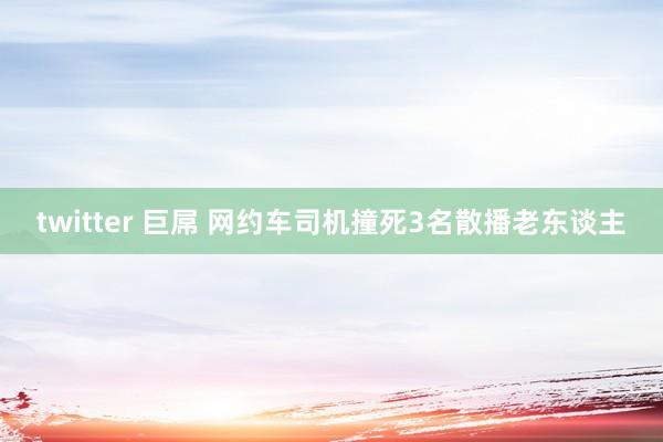 twitter 巨屌 网约车司机撞死3名散播老东谈主